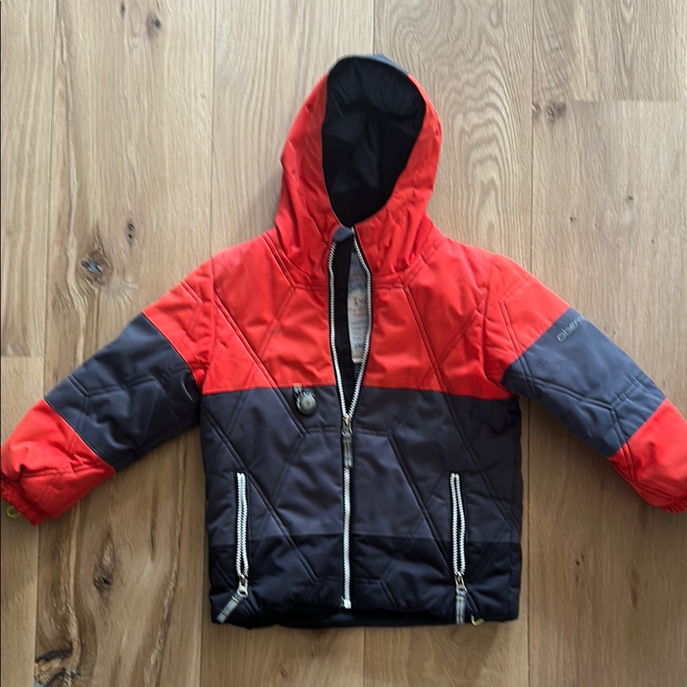 Obermeyer Red and Gray Puffer Jacket with Hood